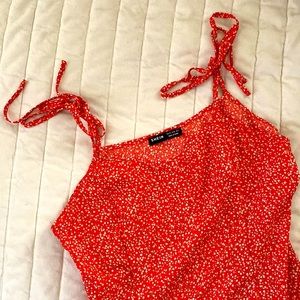 Shein red floral dress